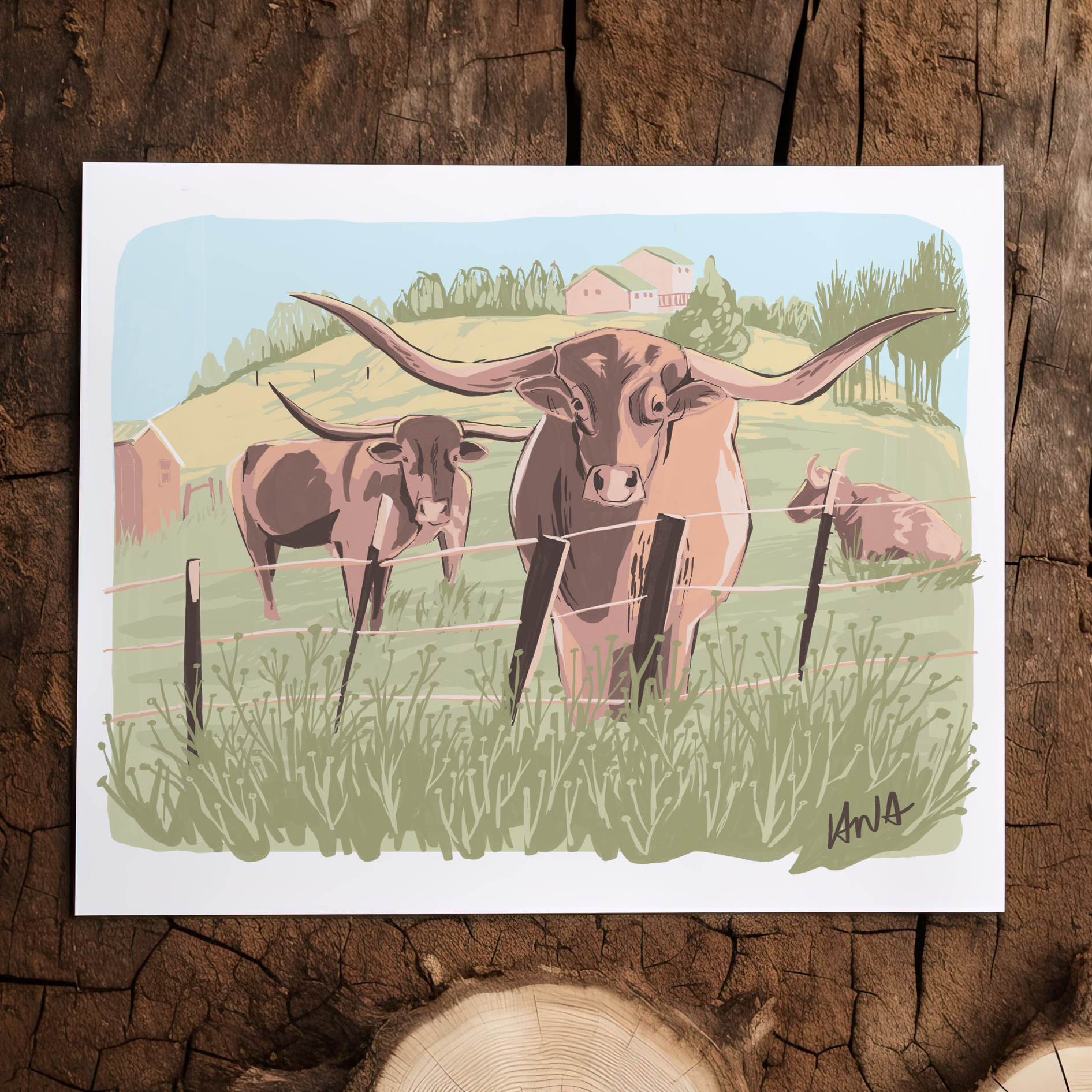 Longhorn on a farm, illustrated by Vania Hardy Longhorn on a farm, illustrated by Vania Hardy