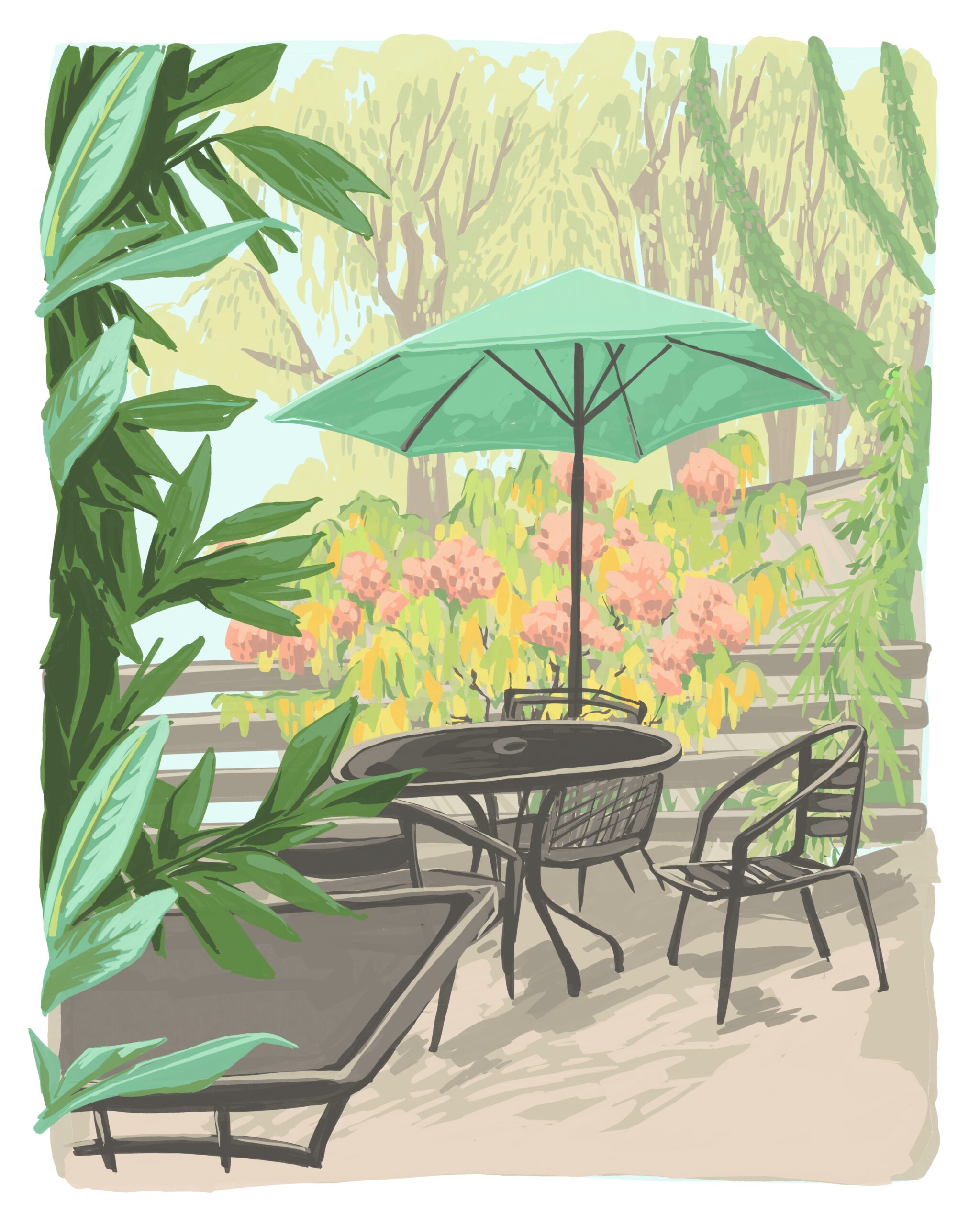 Outdoor cafe scene, illustrated by Vania Hardy Outdoor cafe scene, illustrated by Vania Hardy