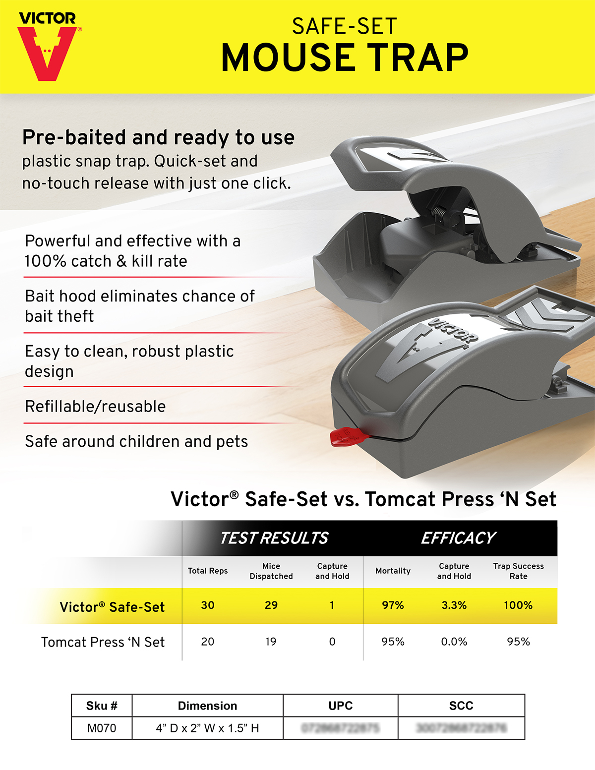 Sell sheet for Victor Safe-Set Mouse Traps