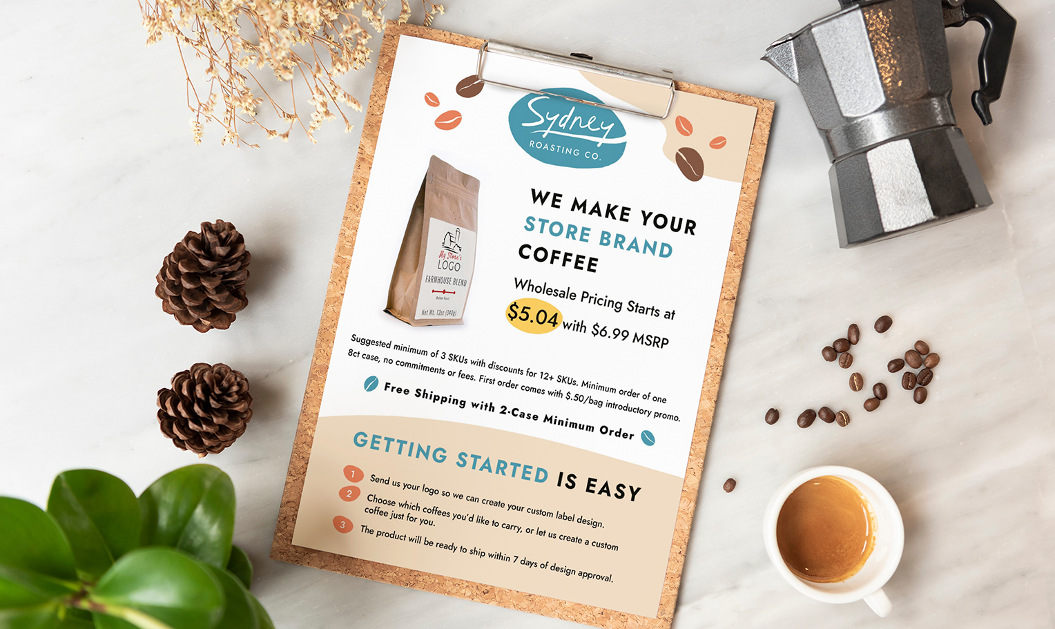 Menu paper mockup with coffee cup in restaurant for input design